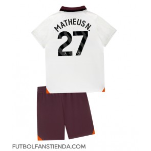 Manchester City Matheus Nunes #27 Segunda Equipación Niños 2023-24 Manga Corta (+ Pantalones cortos)